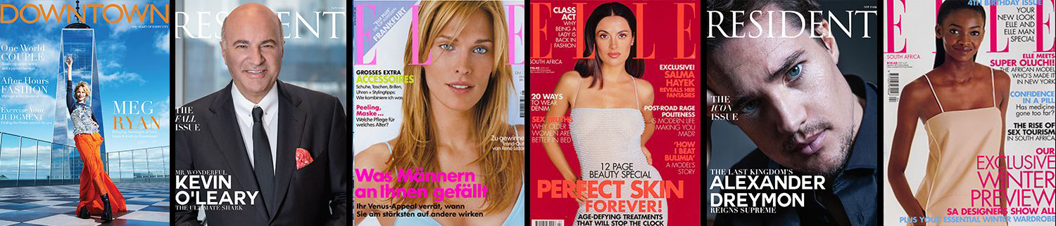 Magazine covers featuring talent represented by the agency