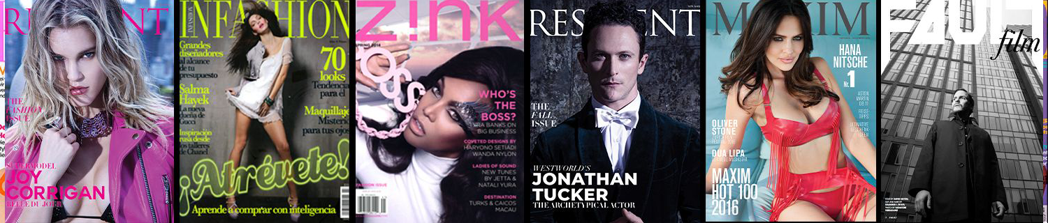 Magazine covers featuring talent represented by the agency