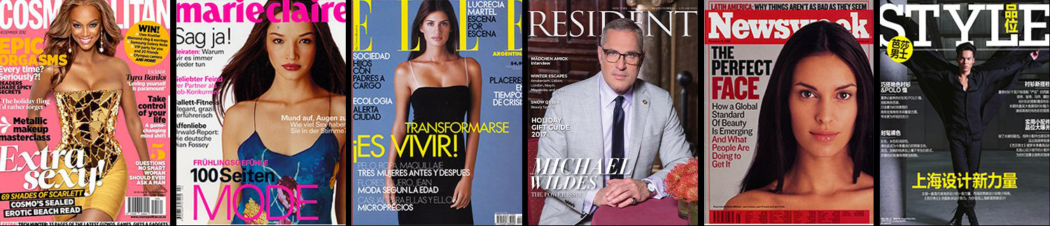 Magazine covers featuring talent represented by the agency