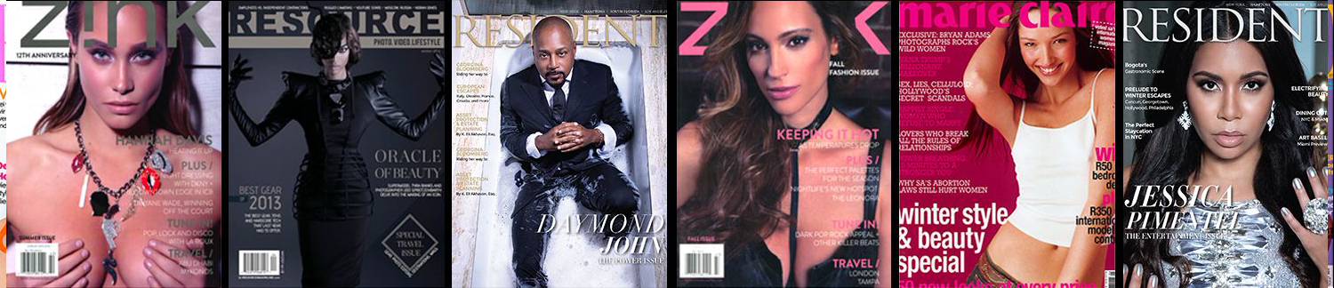 Magazine covers featuring talent represented by the agency